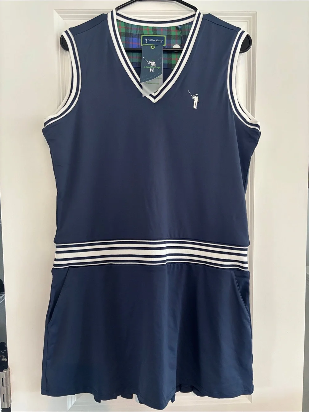 William Murray Golf Navy Sleeveless Tennis Dress with White Trim